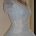 1950's, 32" bust, baby blue and white, pleated and lace edged wedding gown