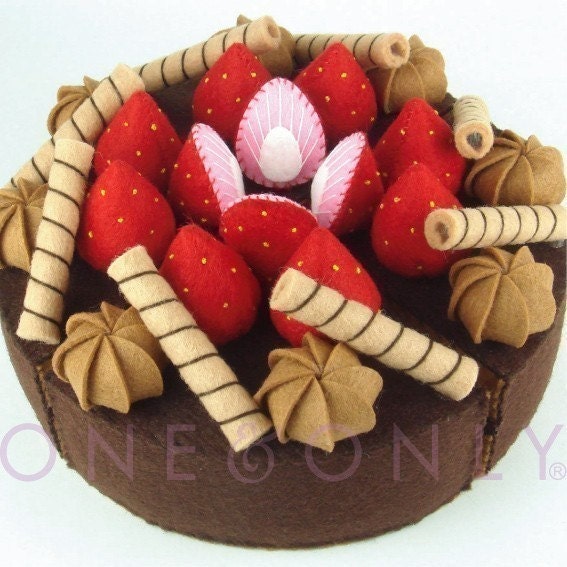 Felt Cake 6 Inch Chocolate Tea Party Cake READY TO SHIP