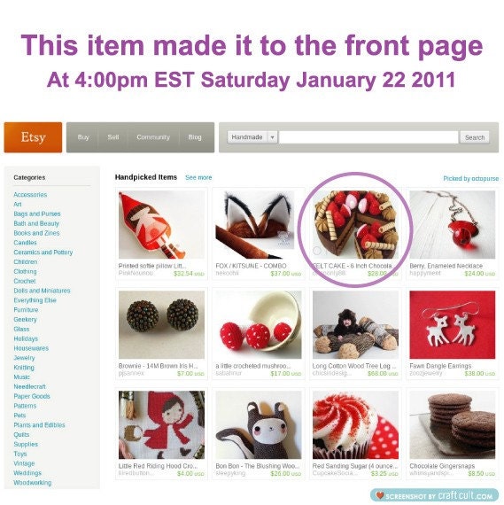 Felt Cake 6 Inch Chocolate Tea Party Cake READY TO SHIP