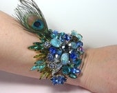 Jeweled Peacock Wedding Bracelet Cuff From Vintage Jewels