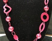 Long Red Metal Necklace