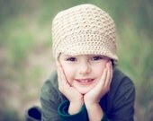 Toddler Newsboy Hat, Tan Girl Cap, Little Boy Beanie, Crochet Soft-Brimmed Visor, MADE TO ORDER, Children Clothing Fall Fashion