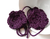 Purple Crochet Flower Appliques - Set of 3 - Embellishments Supplies Adornment Floral DIY Craft Project - MADE to ORDER