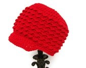 Crochet Toddler Newsboy Hat, Red Newborn Girl Cap, Little Boy Beanie, Infant Soft-Brimmed Visor, MADE TO ORDER, Children Clothing Fashion
