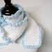 White Ruffle Crochet Scarf Light Blue Frilly Womens Ivory Fashion Long Neck Warmer 4 Inches Wide READY TO SHIP Autumn Fall Fashion