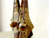 Rustic Butterfly - dangle earrings with print leather and tiger eye