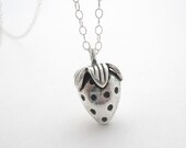 Sterling Silver Necklace strawberry charm necklace fine silver plump strawberry charm pendant jewellery australia