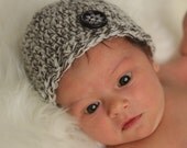 Going Out of Business SALE Newborn Baby Beanie for Boy or Girl in Pure Wool with Snowflake Wooden Button BARTER OK