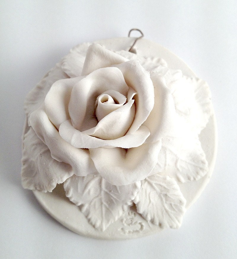 MADE TO ORDER - Porcelain white Rose- Traditional - Home Decor - hanging decor