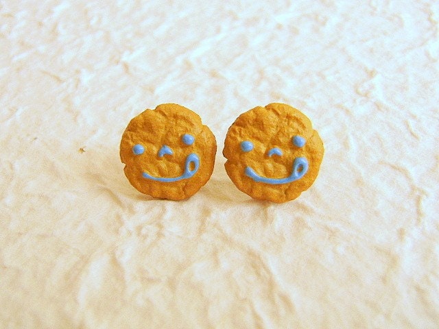 Cookie Earrings Miniature Food Jewelry Smiley Face Cookies Gifts Under 10