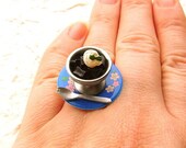 Kawaii Ring Coffee Jelly Miniature Food Jewelry