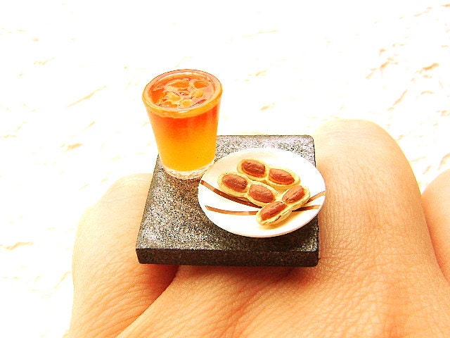 Kawaii Food Ring Peanuts Cocktail Miniature Food Jewelry