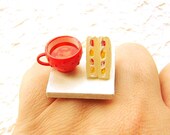 Food Ring Strawberry Tea Sandwich Miniature Food Jewelry