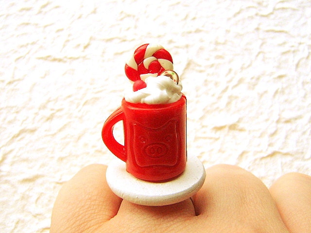 Hot Chocolate Ring  Miniature Food Jewelry