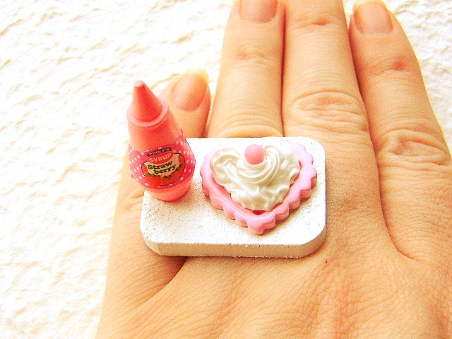 Miniature Food Ring Heart Pancake Kawaii Food Jewelry