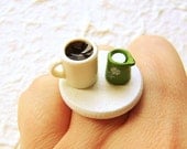 Coffee  Ring Miniature Food Jewelry Coffee And Cream