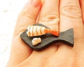 Food Ring Sushi  Shrimp Ebi Miniature Food Jewelry