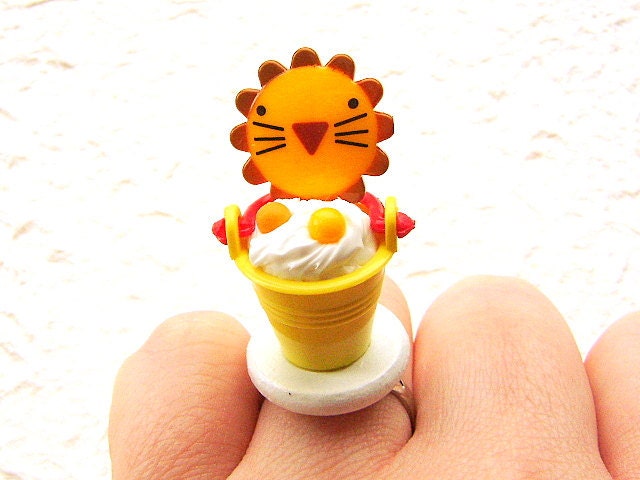 Lion Ring Cute Miniature Food Jewelry Ice Cream