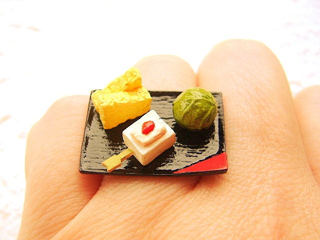 Traditional Japanese Food Ring   Miniature Food Jewelry