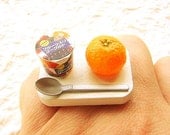 Kawaii Ring Miniature Food Jewelry Fruit Yogurt Orange