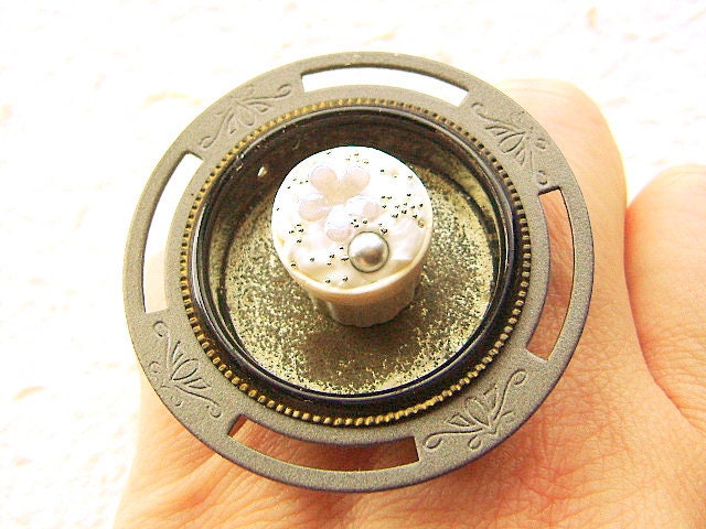 Food Ring Pudding   Miniature Food Jewelry