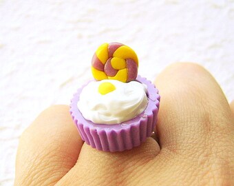 Food Ring Kawaii Ice Cream Candy  Miniature Food Jewelry