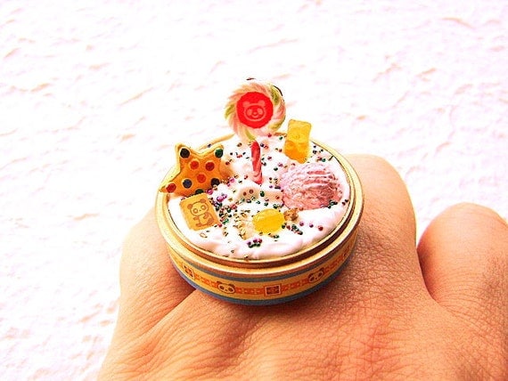Happy Birthday Candy Cookie Lollipop Ring