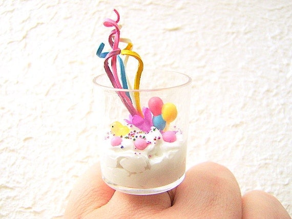 Kawaii Food Ring Vanilla Ice Cream Candy Celebration Ring