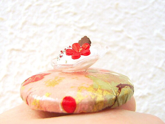 Food Ring Vanilla Ice Cream Chiyogami Paper Miniature Food Jewelry