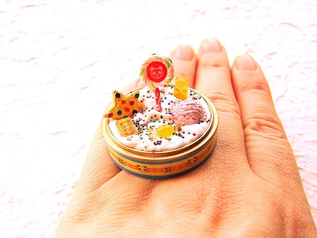 Happy Birthday Candy Cookie Lollipop Ring