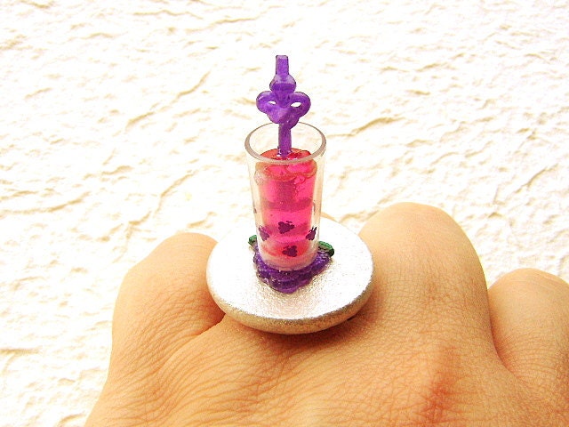 Juice Ring Minature Food Jewelry Grape Juice Gifts Under 10