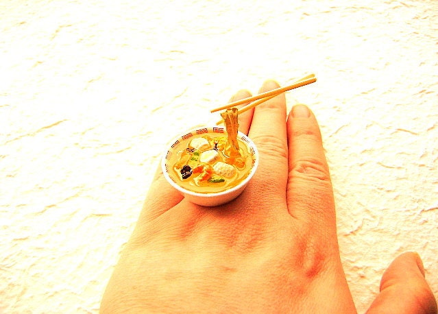 Kawaii Cute Japanese Food Ring Floating  Champon - Japanese Noodle Dish