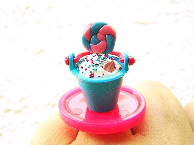 Kawaii Food Ring Sundae Lollipop Ice Cream