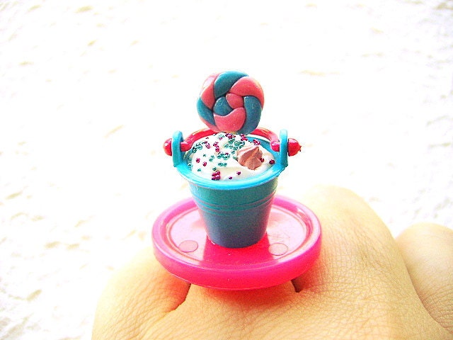 Kawaii Food Ring Sundae Lollipop Ice Cream