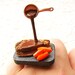 Kawaii Floating Ring Steak With Veggies And Sauce Miniature Food Jewelry