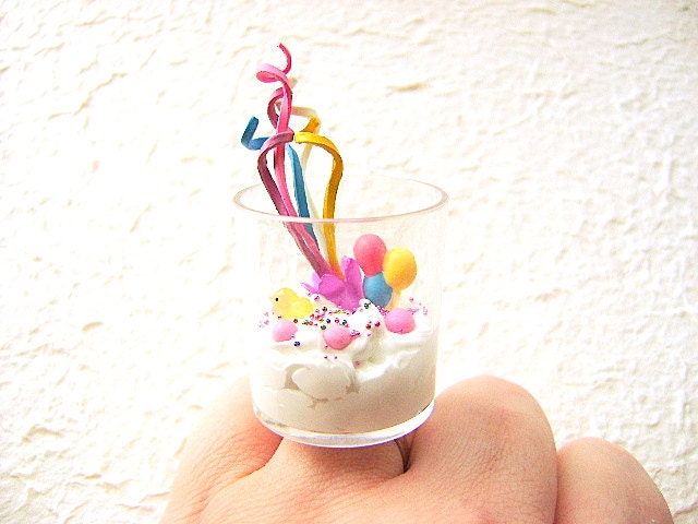 Kawaii Food Ring Vanilla Ice Cream Candy Celebration Ring