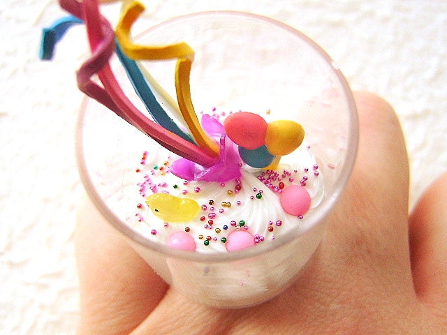Kawaii Food Ring Vanilla Ice Cream Candy Celebration Ring