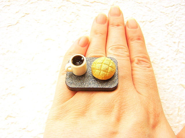 Coffee Ring Miniature Food Jewelry Melonpan Gifts Under 10
