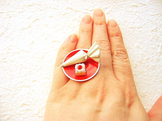 Kawaii Food Ring Icing Cake Miniature Food Jewelry