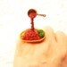 Floating Ring Miniature Food Jewelry Hamburger Steak Broccoli