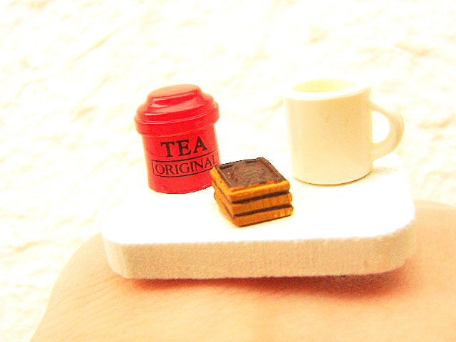 Tea Ring Miniature Food Jewelry Tea Chocolate Cookies