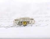 sapphire engagement ring . recycled silver yellow sapphire ring . unique engagement commitment ring