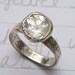 2 carat Herkimer diamond and recycled silver engagement ring .  textured band . forever inscription