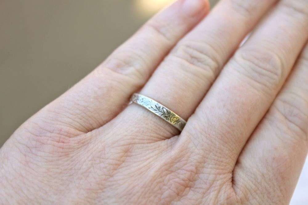 purity ring . true love will wait ring . vine textured silver skinny band . thin stacking . custom size personalized ring by peacesofindigo