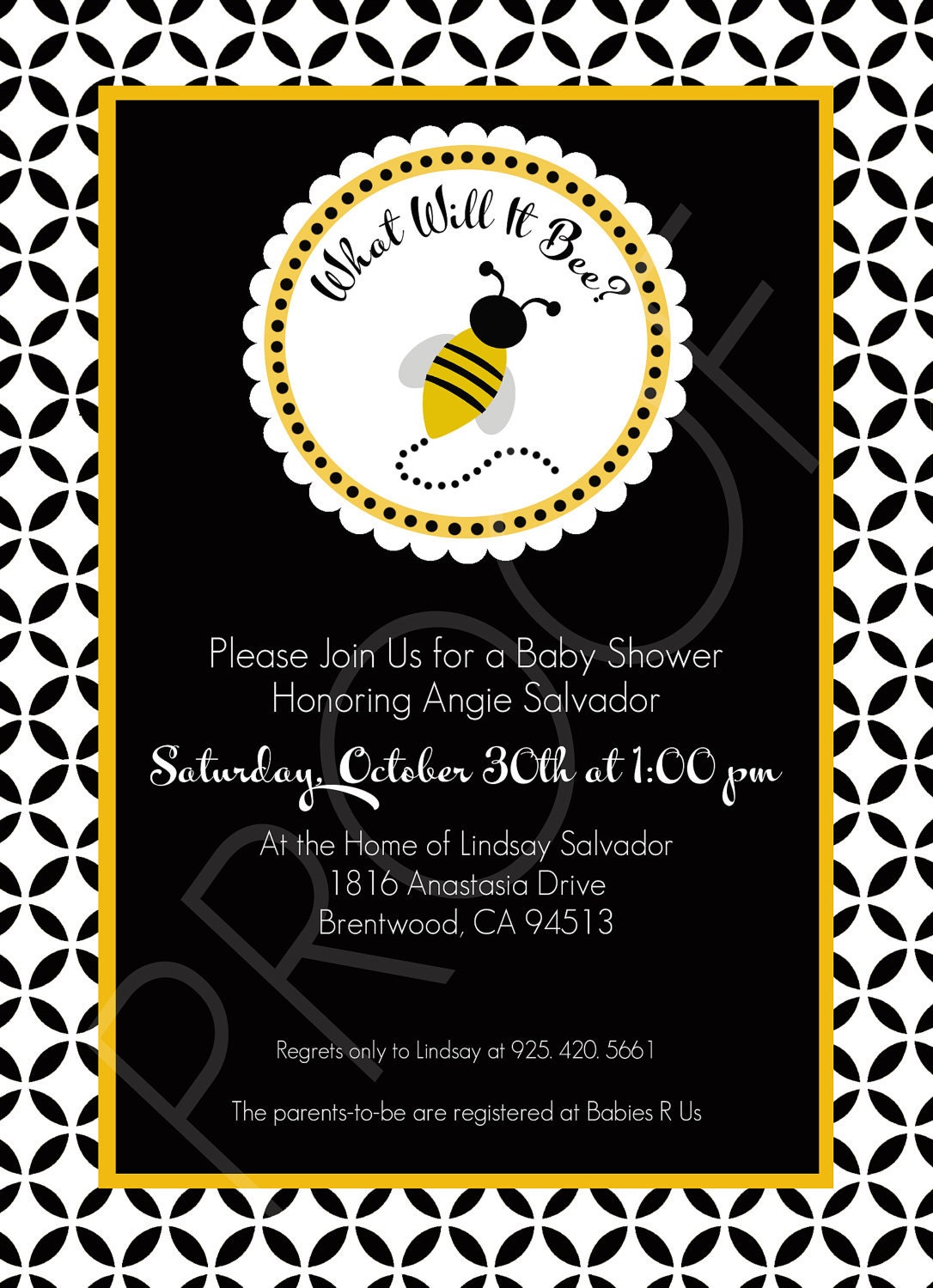 Custom Baby Shower Invitation - What Will It Bee