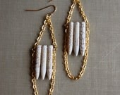 ivory and gold natural howlite stone point drop earrings
