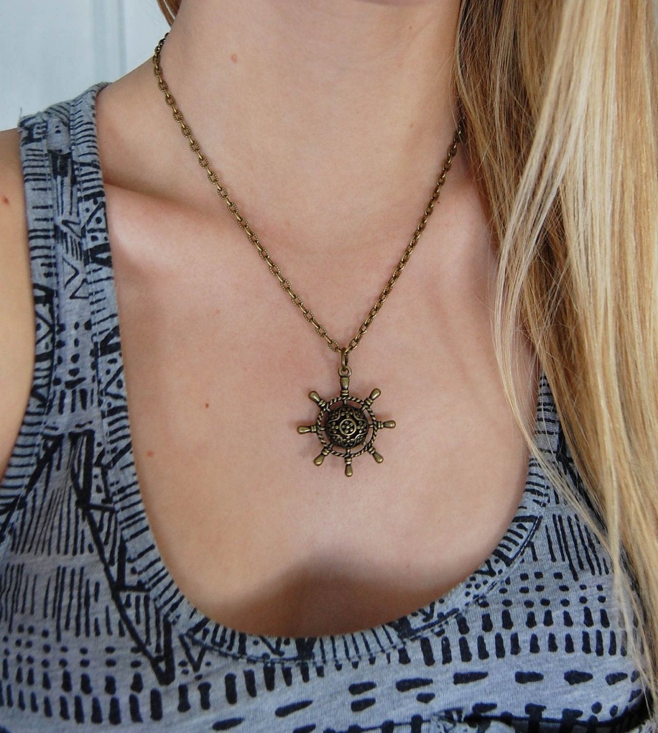 Nautical Ship Wheel Necklace