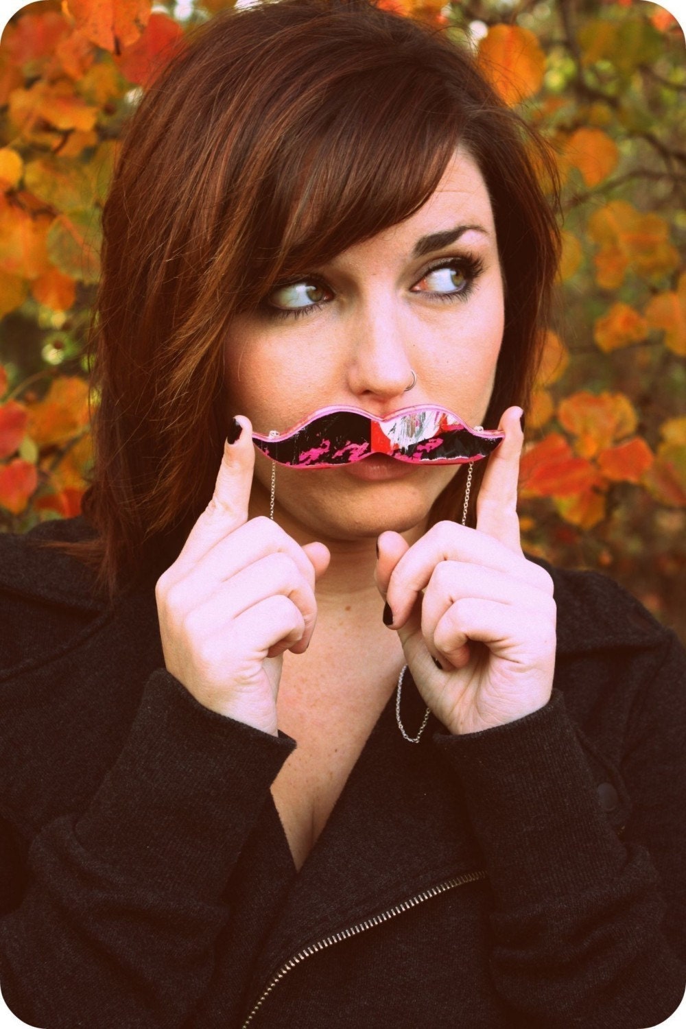 Recycled Skateboard Custom Order Mustache Necklace