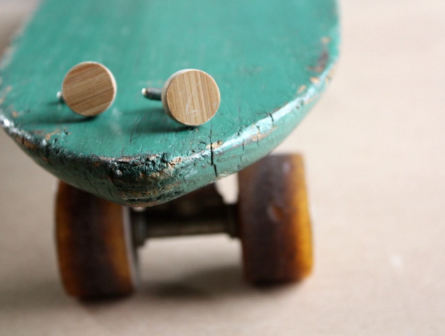 Recycled Skateboard Cuff Links-Bamboo Love