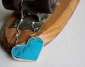Recycled Skateboard Heart Necklace-Solid Blue Heart